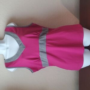 Tek Gear sz L pink with gray trim workout top